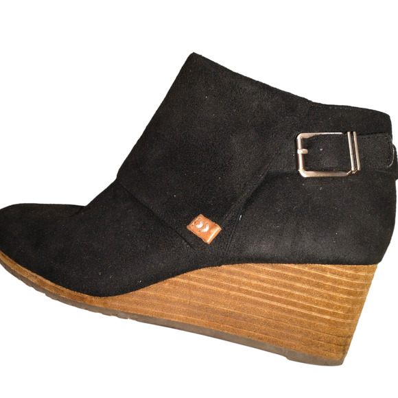 Dr. Scholl’s Women’s Ankle Booties Black US 9.5M Brown Stacked Wedge Buckles - Picture 7 of 12